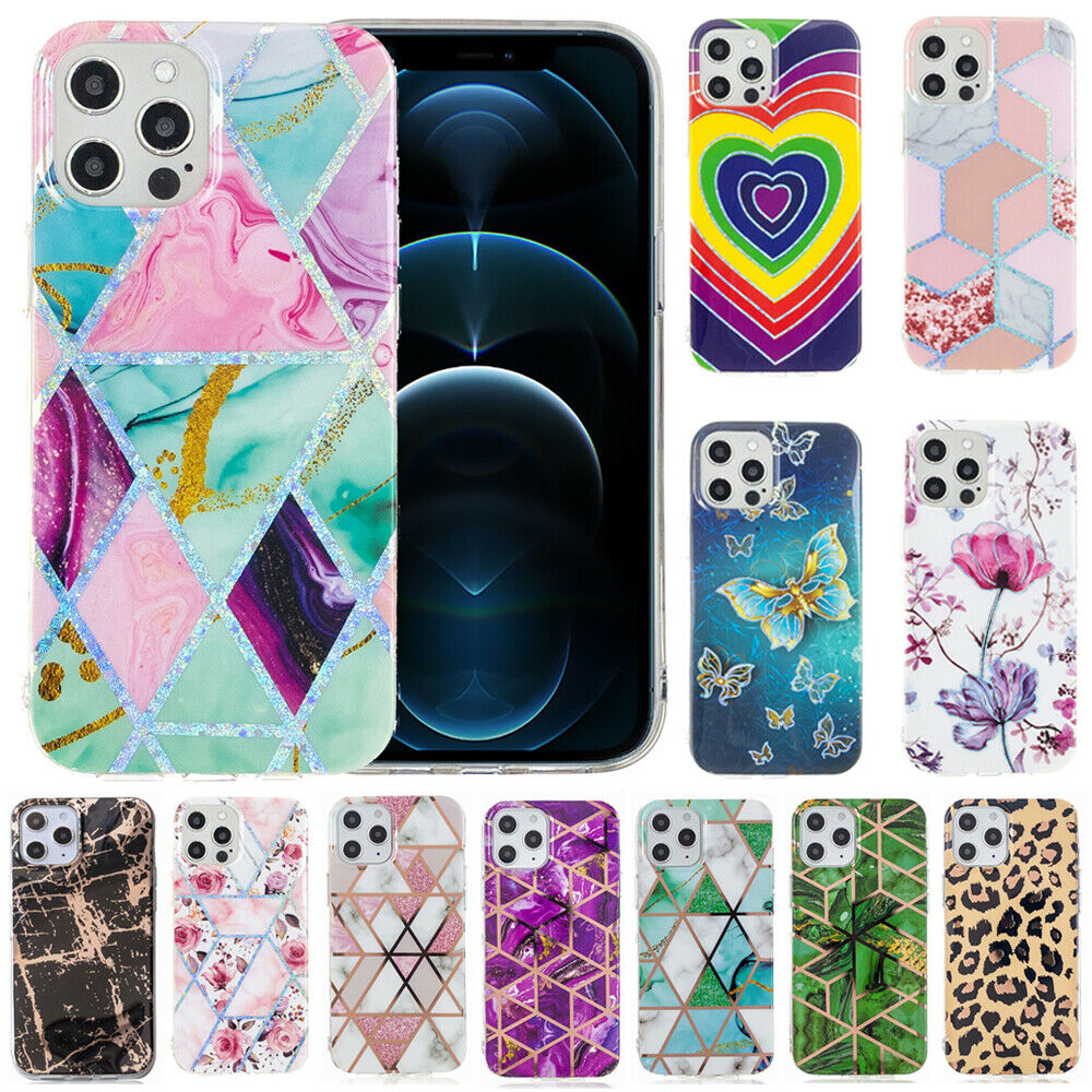For iPhone 12 11 Pro Max XS 8 7 Plus Plating Marble Case Soft Silicone TPU Cover