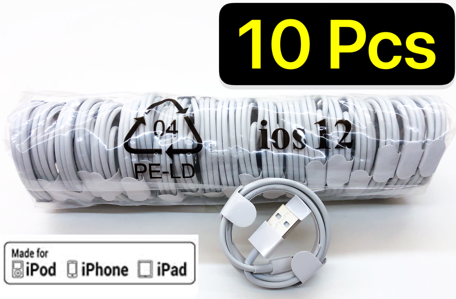 10 Pcs Charger Cable Heavy Duty Charging Cord For iPhone 6 7 8 iPhone11 XS XR 5