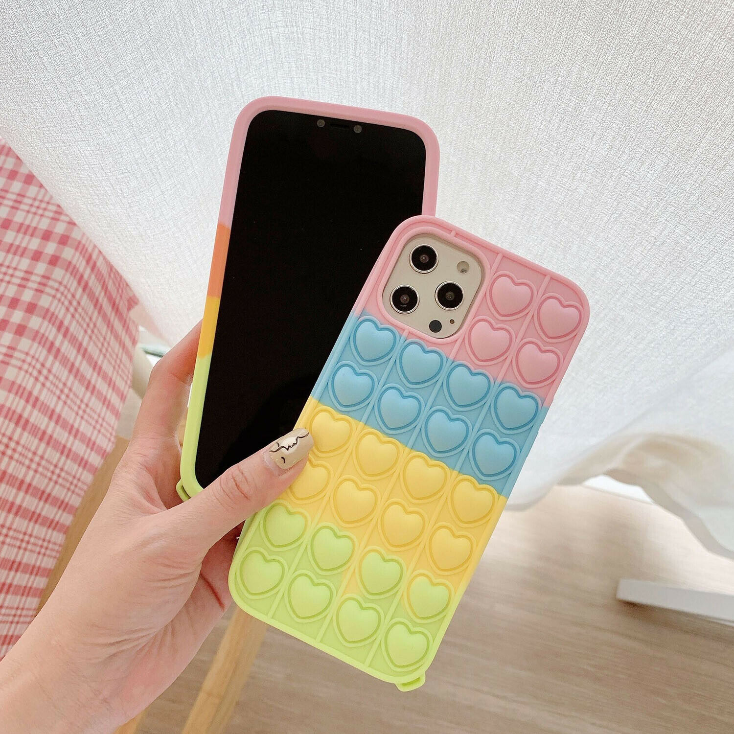 Pop Fidget Toys Push It Bubble Phone Case For iPhone 7 8 Plus X XR 11 12 Pro Max