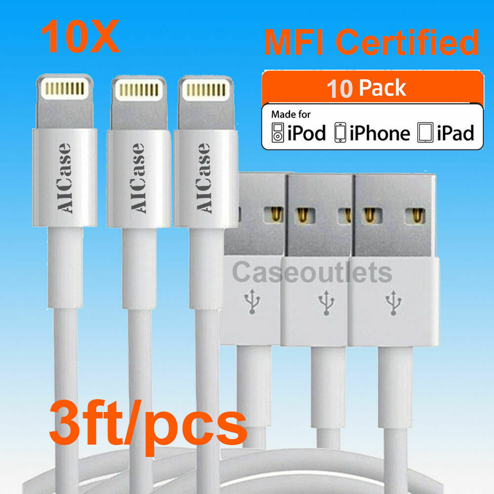 10 x USB Charging Cable [MFI Certified] Charger Cord For iPhone 12 11 XR 8 7 6 5