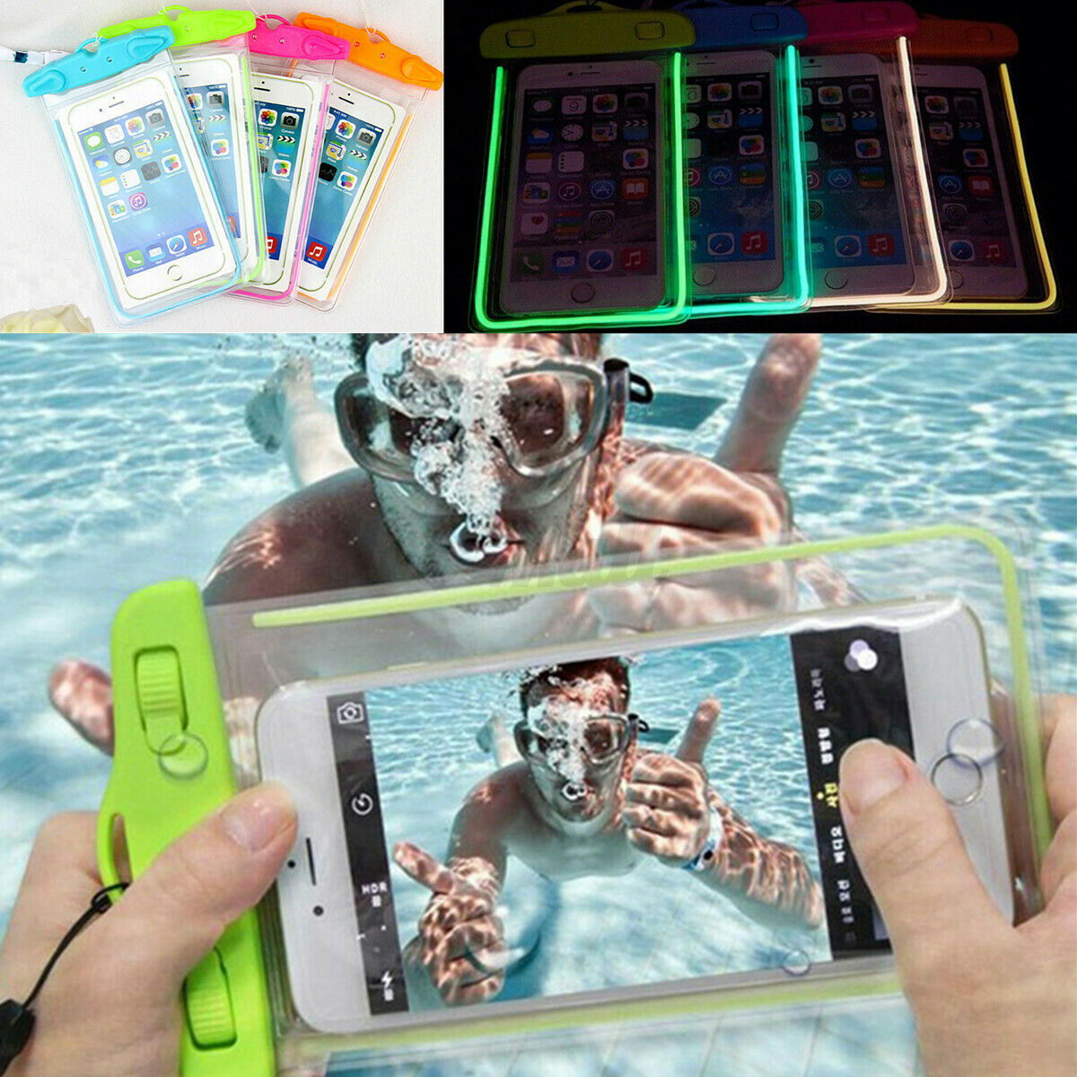 20m Underwater Waterproof Case Fluorescent Cover Bag Dry Pouch For Mobile  *