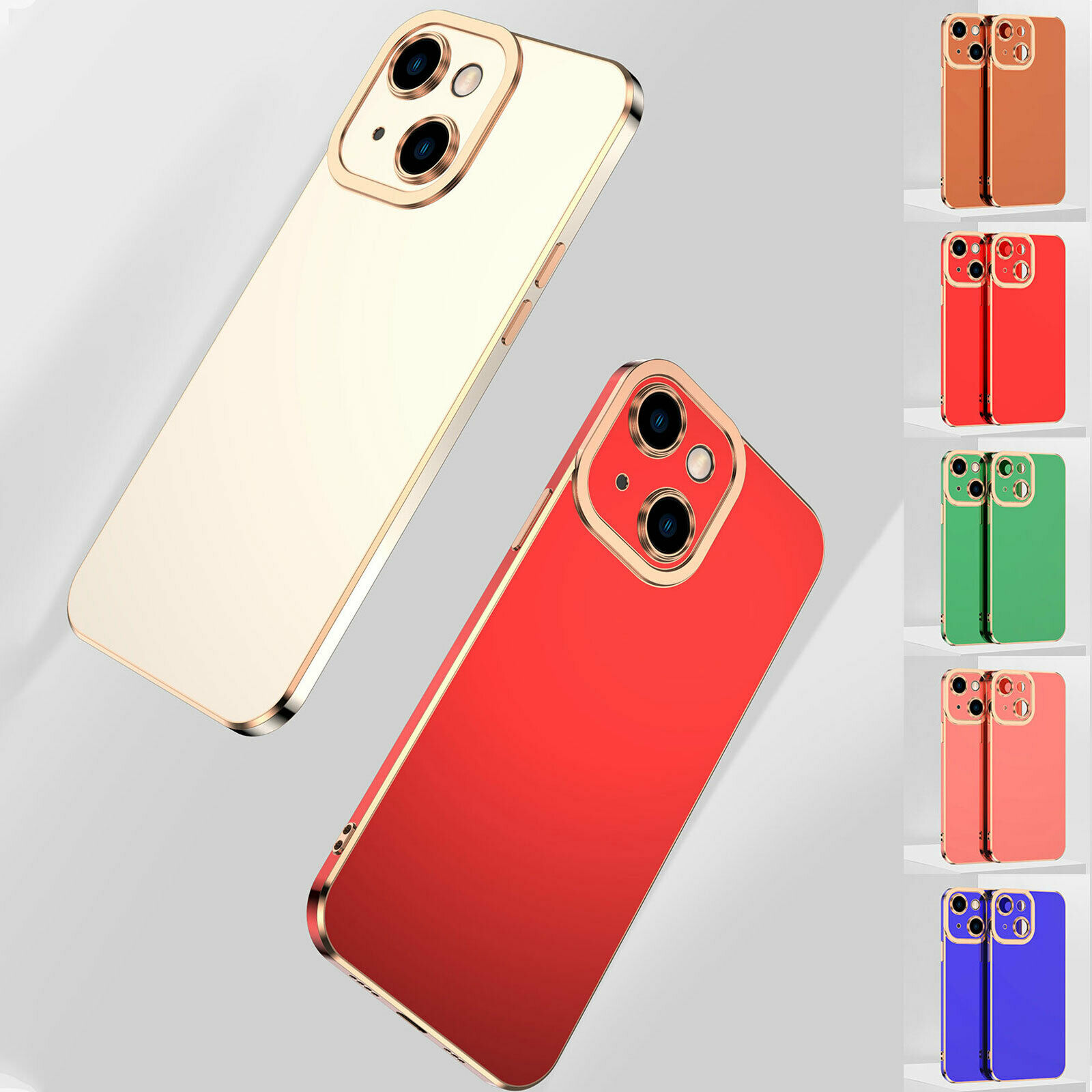 For iPhone 13 Pro Max 12 11 XR XS 8 7+ Lens Protection Plating TPU Hybrid Case