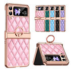 For Samsung Galaxy Z Flip 4 3 5G Diamond Case Leather Rotating Ring Holder Cover